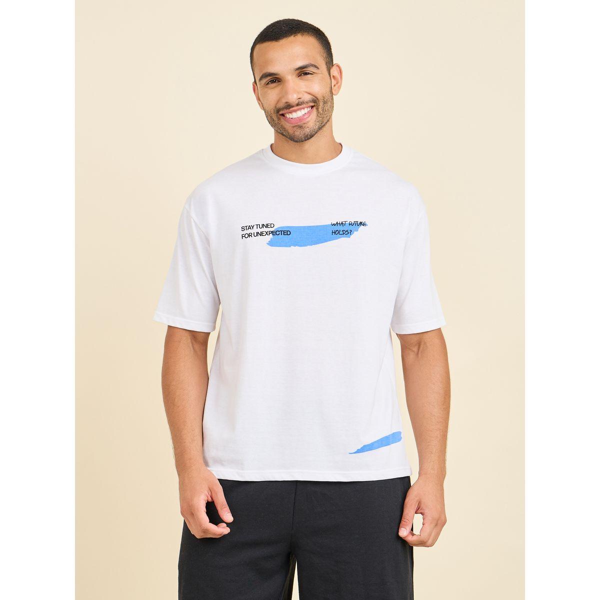 Styli Cotton Rich Oversized Minimal Front Graphic Print T-shirt-men-clothing-tshirtsandpolos-tshirts-image-2