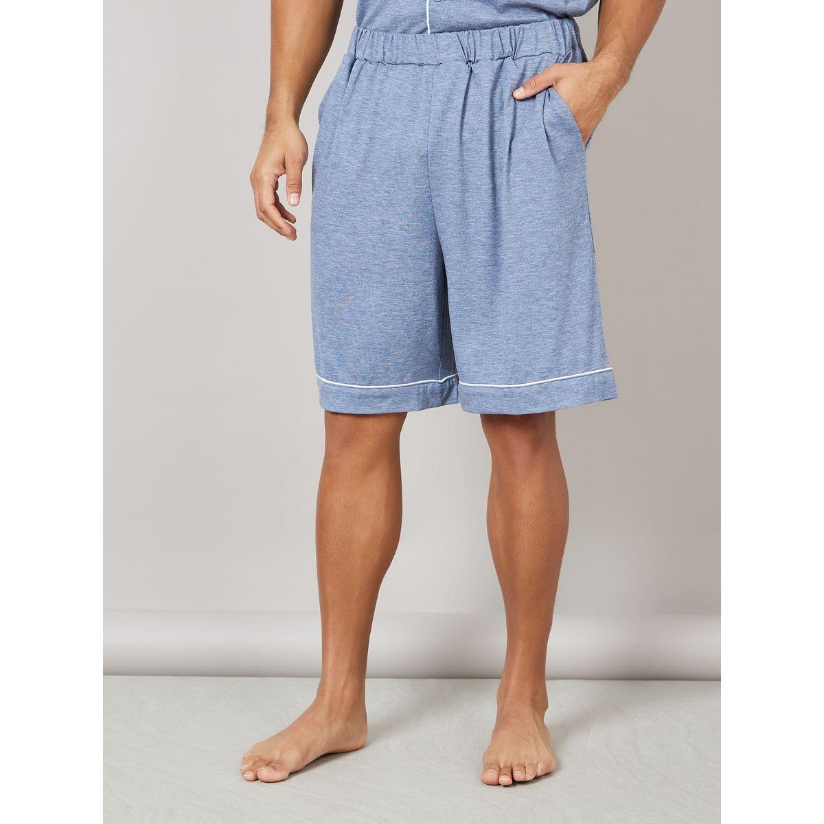 مجموعة من شورت وقميص محبوك بياقة ريزورت-men-clothing-nightwear-sets-image-4