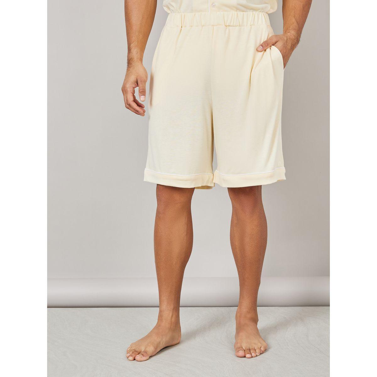 Styli Unwind Knitted Resort Collar Shirt and Short Set with Piping Detail-men-clothing-nightwear-sets-image-4