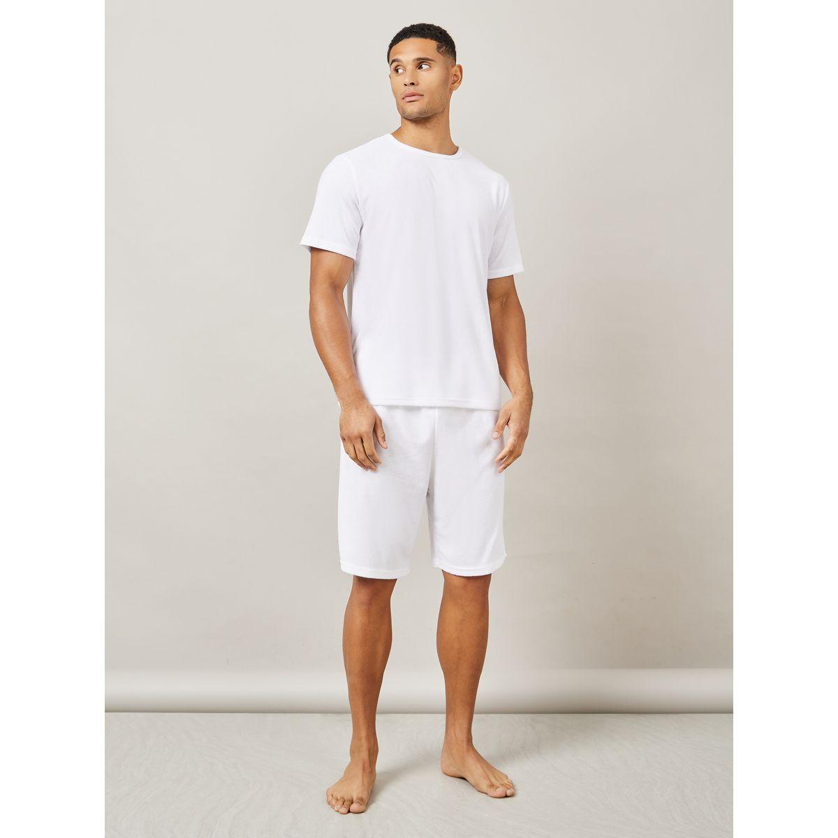 Styli Unwind Towelling Knit Round Neck T-Shirt & Shorts Set-men-clothing-nightwear-sets-image-1