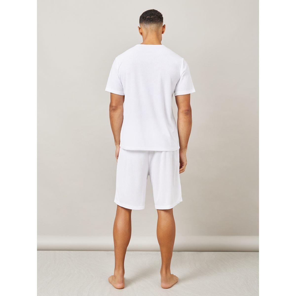 Styli Unwind Towelling Knit Round Neck T-Shirt & Shorts Set-men-clothing-nightwear-sets-image-4