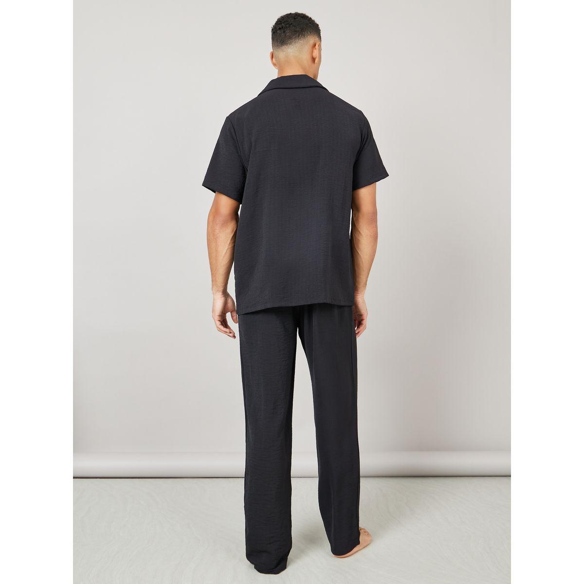 Styli Unwind Crinkled Shirt and Straight Pyjama Set-men-clothing-nightwear-sets-image-6