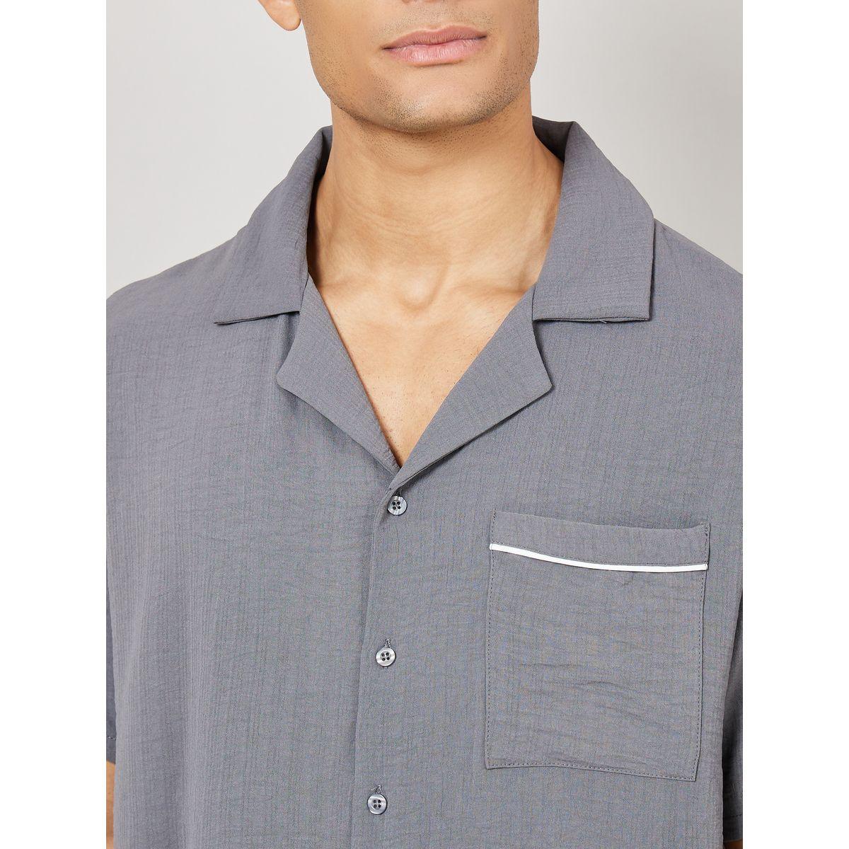 Styli Unwind Crinkled Shirt and Straight Pyjama Set-men-clothing-nightwear-sets-image-3