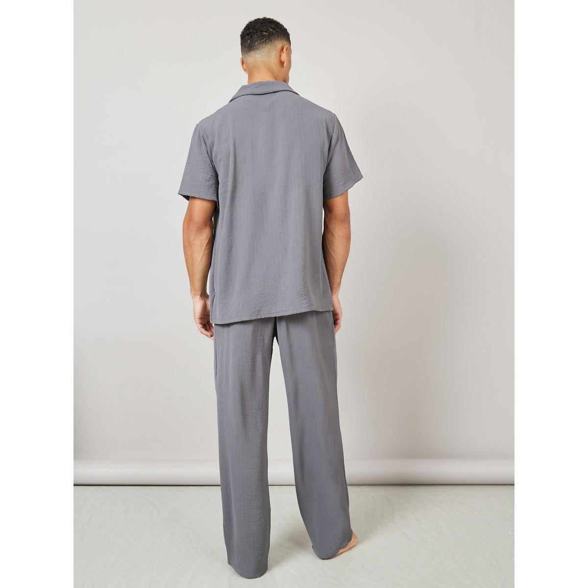 Styli Unwind Crinkled Shirt and Straight Pyjama Set-men-clothing-nightwear-sets-image-5