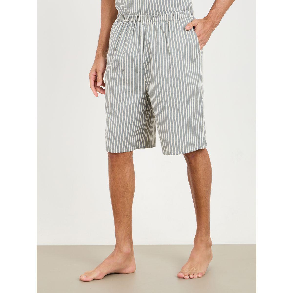 Styli Unwind Striped Collar Shirt and Short Set-men-clothing-nightwear-sets-image-4