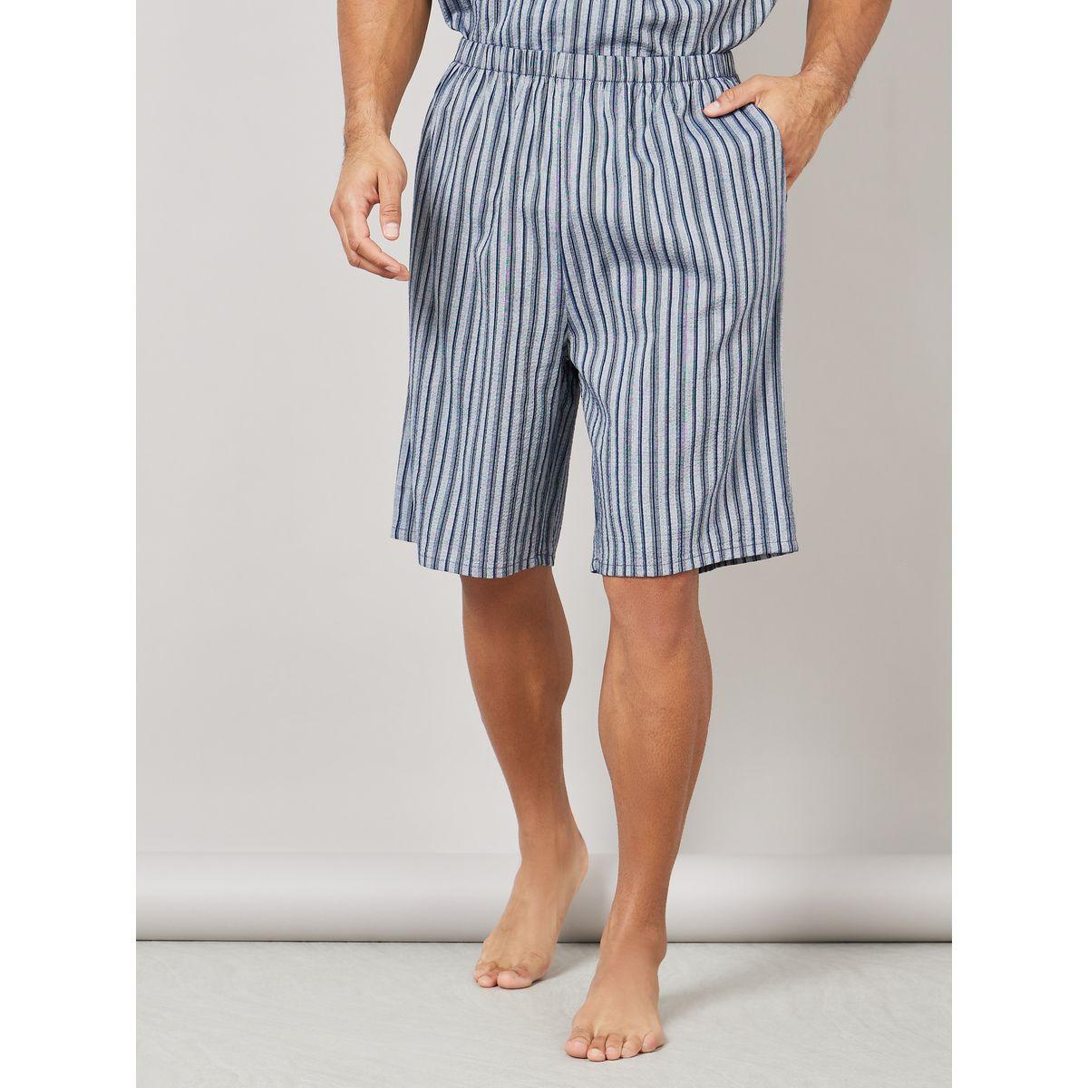 Styli Unwind Striped Revere Collar Shirt and Short set-men-clothing-nightwear-sets-image-4