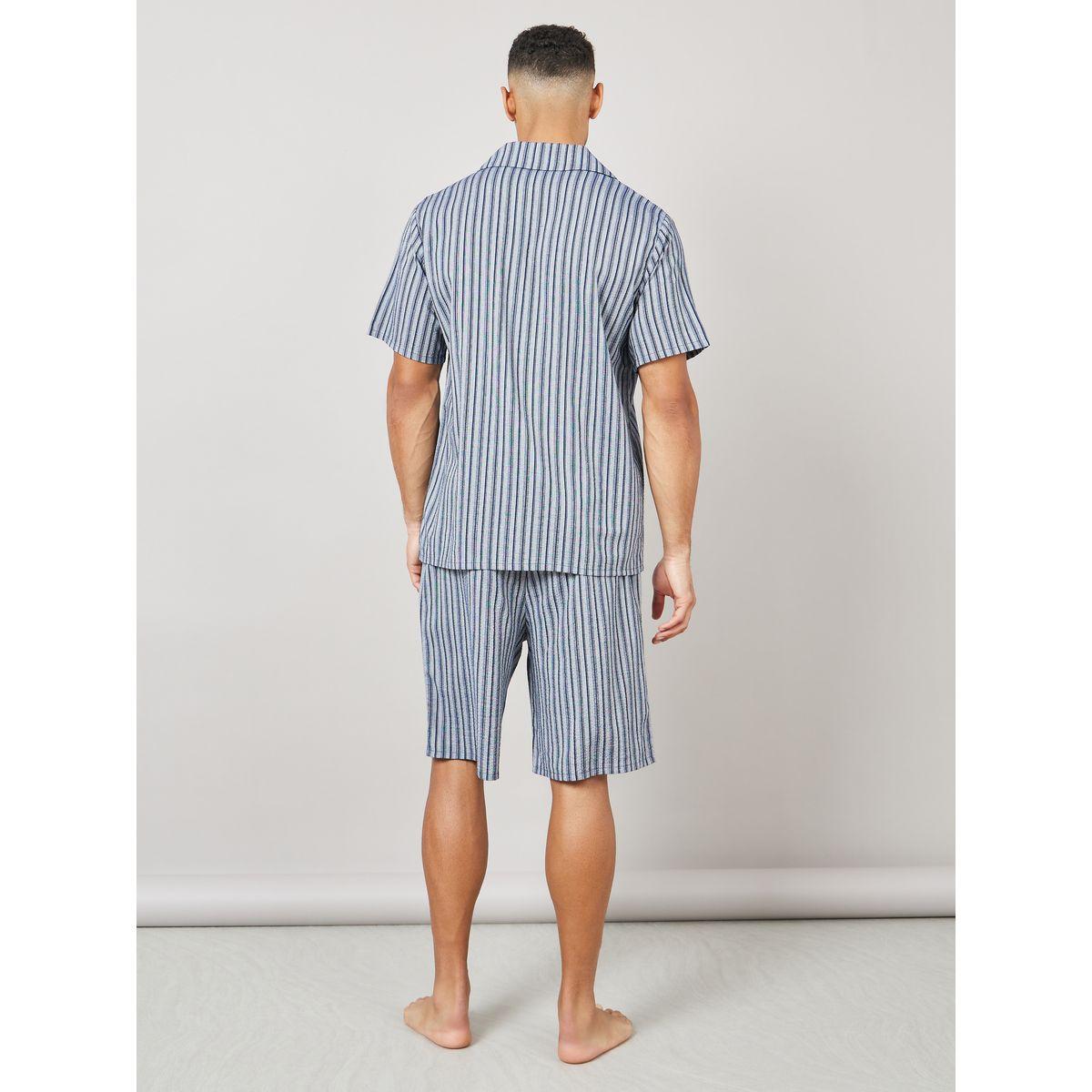 Styli Unwind Striped Revere Collar Shirt and Short set-men-clothing-nightwear-sets-image-5