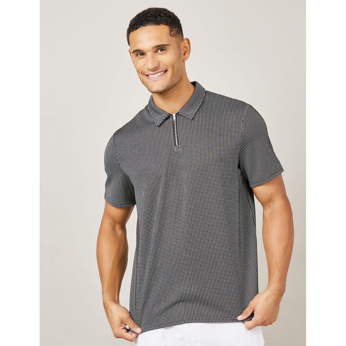 Styli Premium Two Tone Check Textured Knit Oversized Polo-men-clothing-tshirtsandpolos-polos-image-1