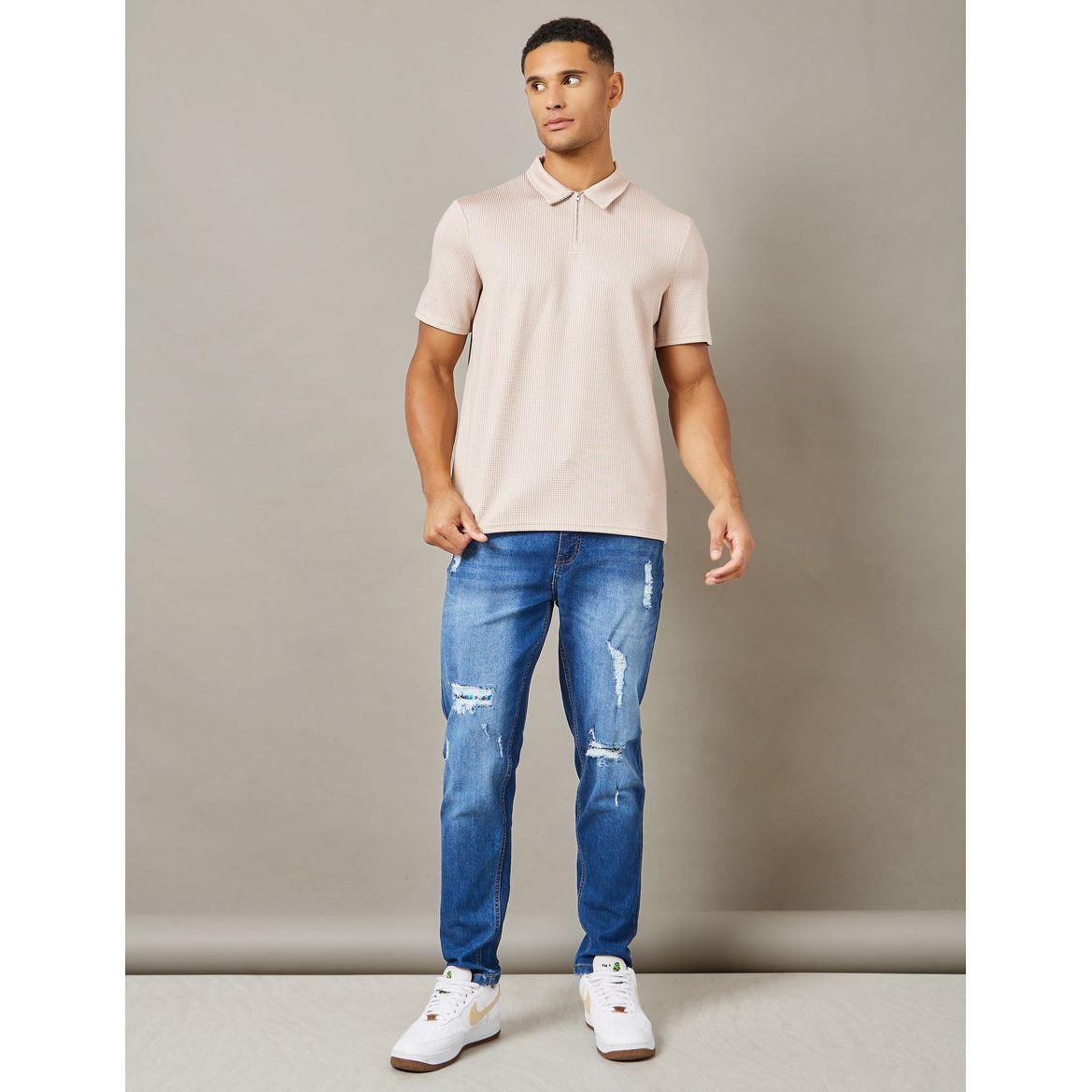 Styli Premium Two Tone Check Textured Knit Oversized Polo-men-clothing-tshirtsandpolos-polos-image-2