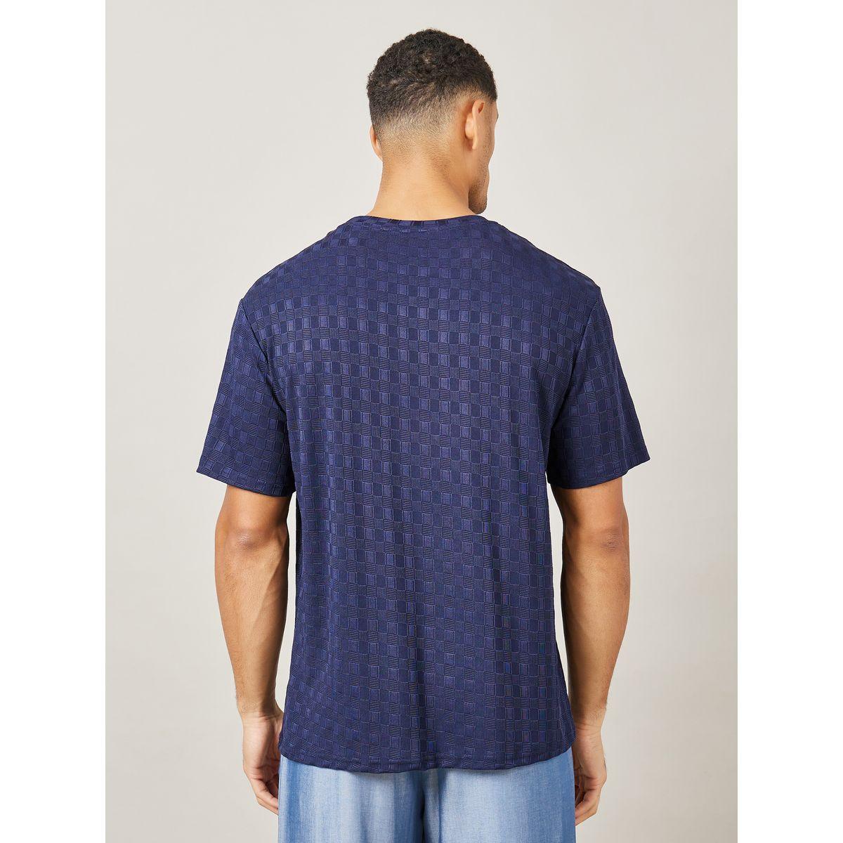 Styli Premium Check Pattern Textured Knit Relaxed Fit T-Shirt-men-clothing-tshirtsandpolos-tshirts-image-4