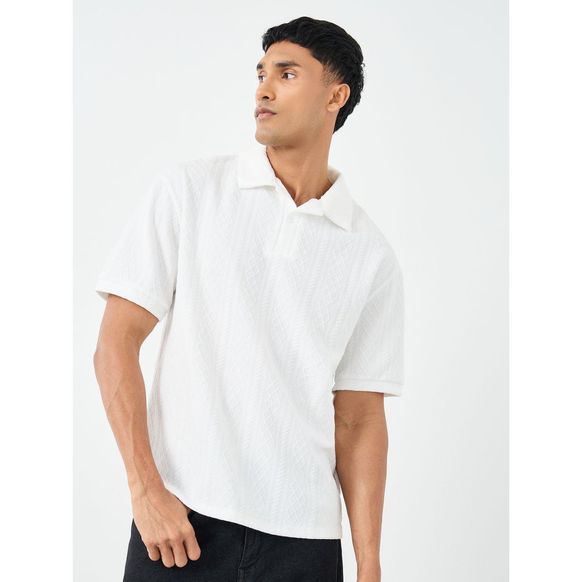 تيشيرت بولو فضفاض بتفاصيل بارزة الملمس-men-clothing-tshirtsandpolos-polos-image-1