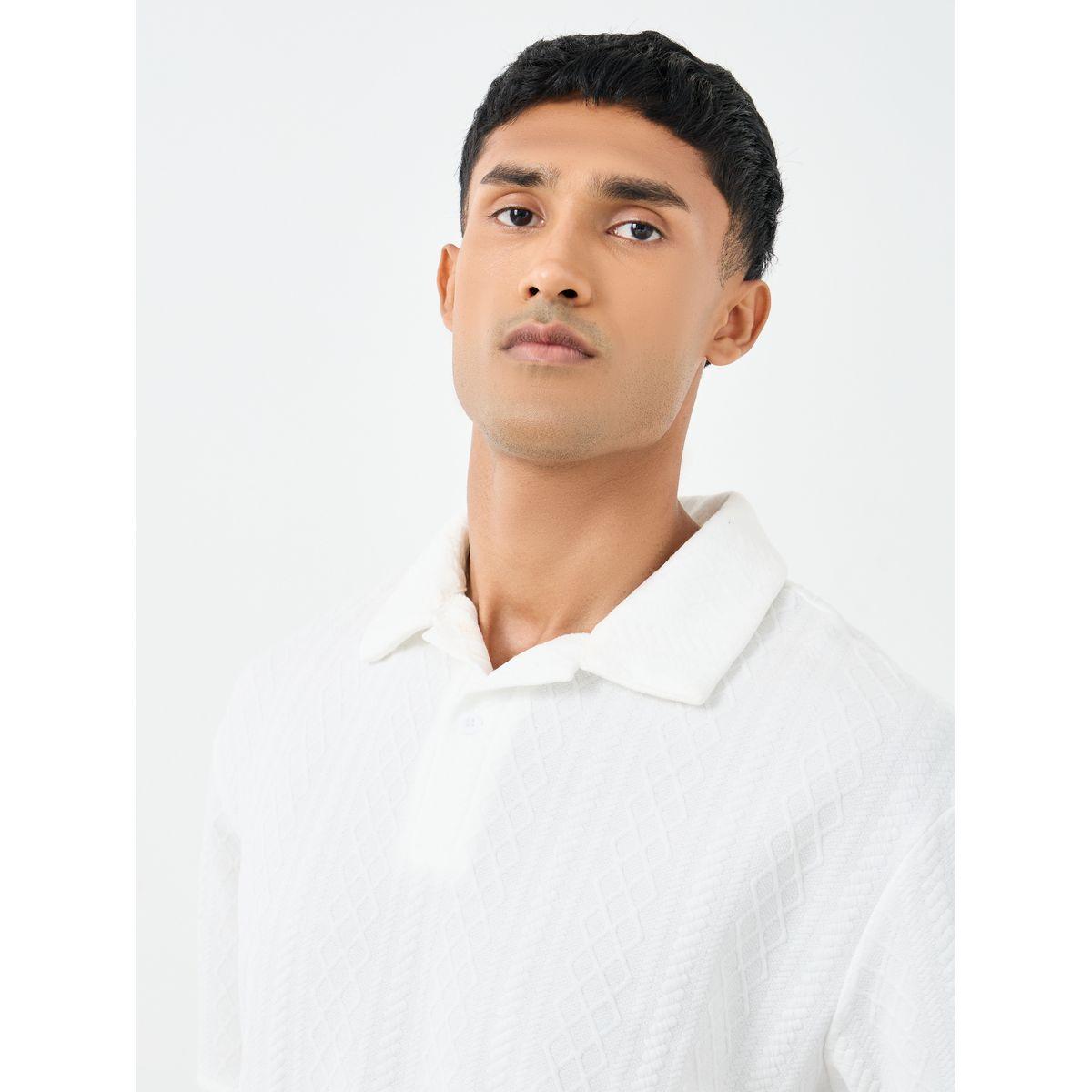 تيشيرت بولو فضفاض بتفاصيل بارزة الملمس-men-clothing-tshirtsandpolos-polos-image-3