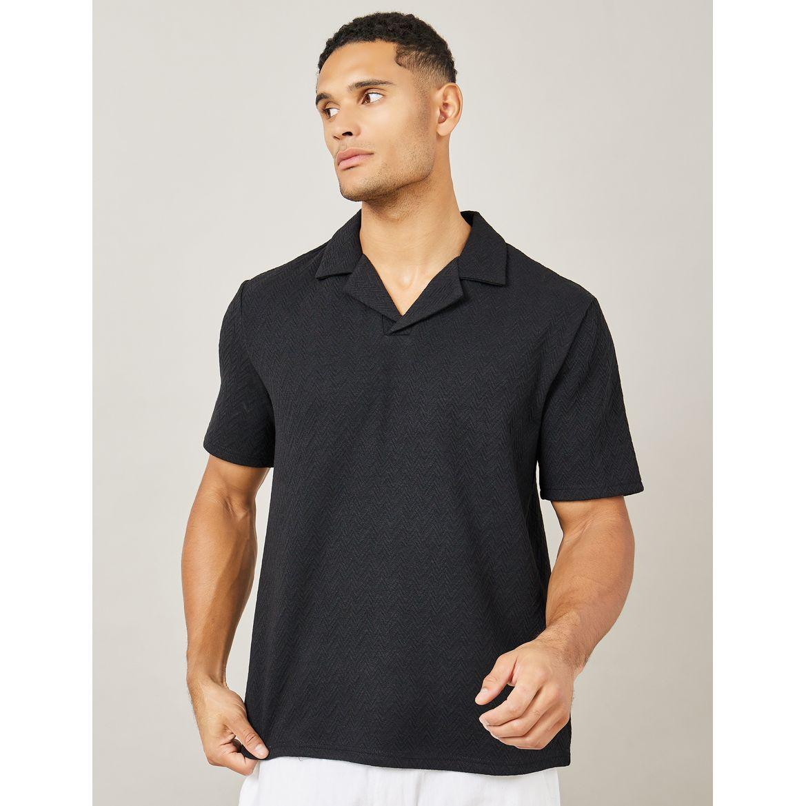 Styli Premium Chevron Textured Knit Revere Collar Relaxed Polo-men-clothing-tshirtsandpolos-polos-image-1