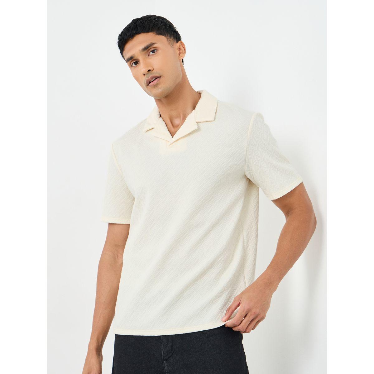 تيشيرت بولو بقصة مريحة بتفاصيل بارزة الملمس-men-clothing-tshirtsandpolos-polos-image-1