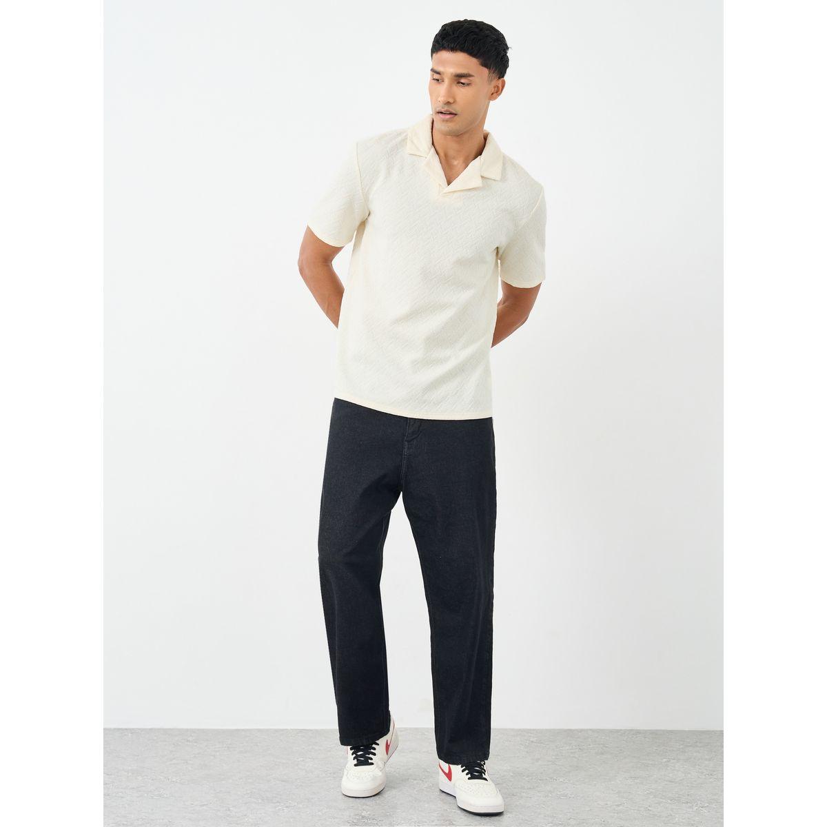تيشيرت بولو بقصة مريحة بتفاصيل بارزة الملمس-men-clothing-tshirtsandpolos-polos-image-2