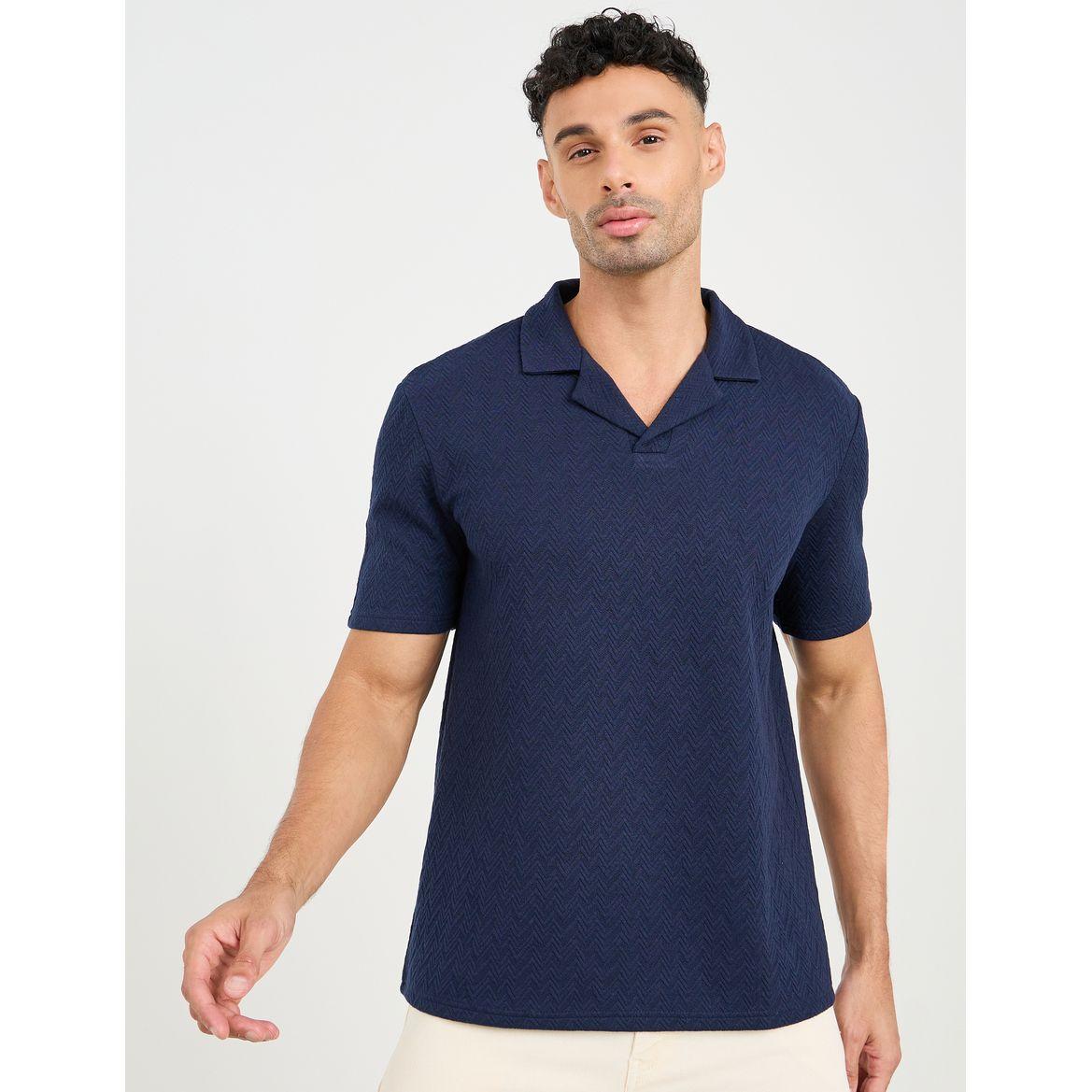 Styli Premium Chevron Textured Knit Revere Collar Relaxed Polo-men-clothing-tshirtsandpolos-polos-image-1