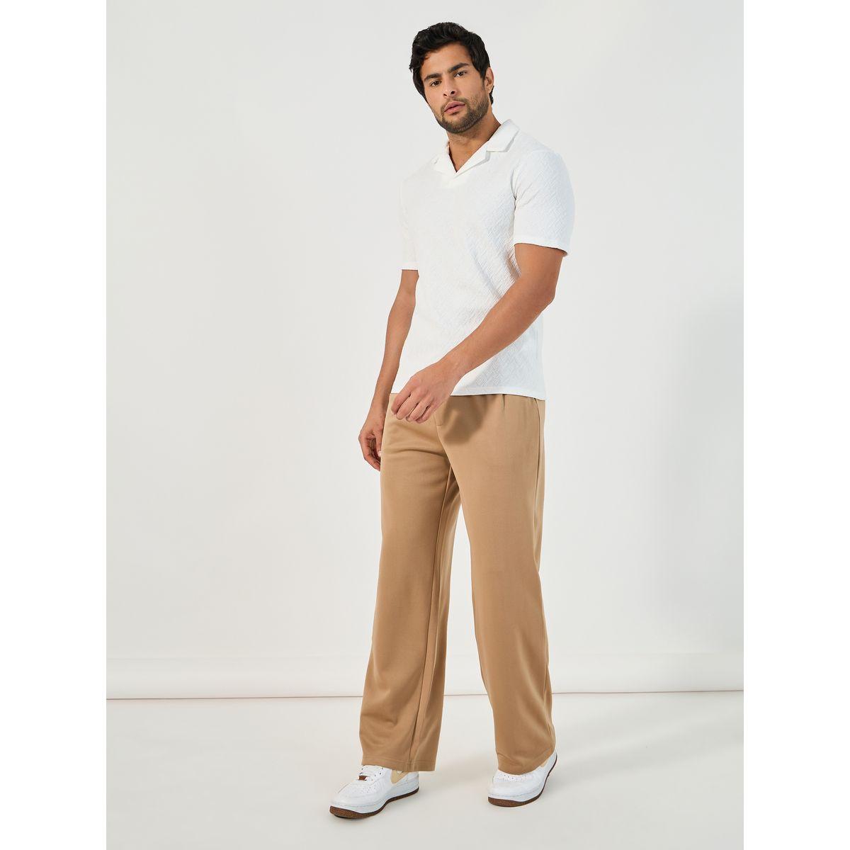 تيشيرت بولو بنسيج شيفرون وقصة مريحة مع ياقة ريفير-men-clothing-tshirtsandpolos-polos-image-2