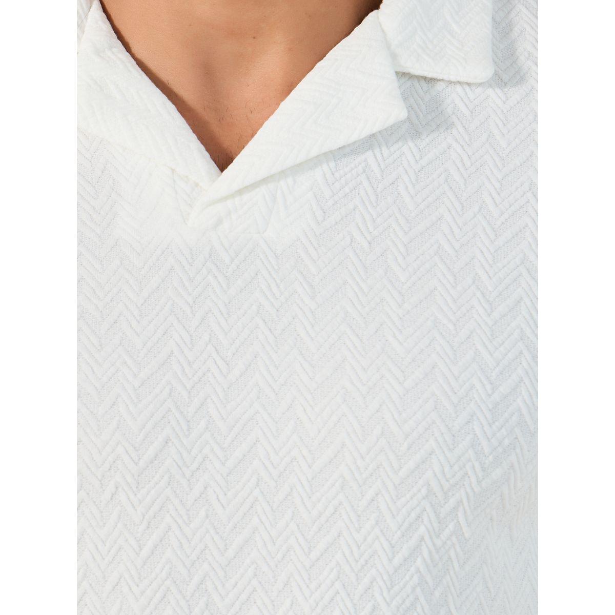 تيشيرت بولو بنسيج شيفرون وقصة مريحة مع ياقة ريفير-men-clothing-tshirtsandpolos-polos-image-3
