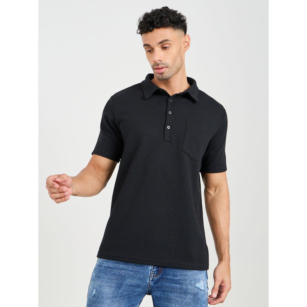 Styli Premium Chevron Textured Knit Half Placket Relaxed Polo-men-clothing-tshirtsandpolos-polos-image-1