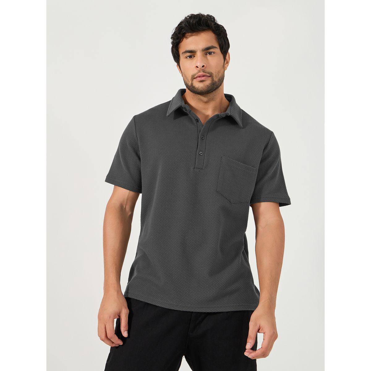 Styli Premium Chevron Textured Knit Half Placket Relaxed Polo-men-clothing-tshirtsandpolos-polos-image-1