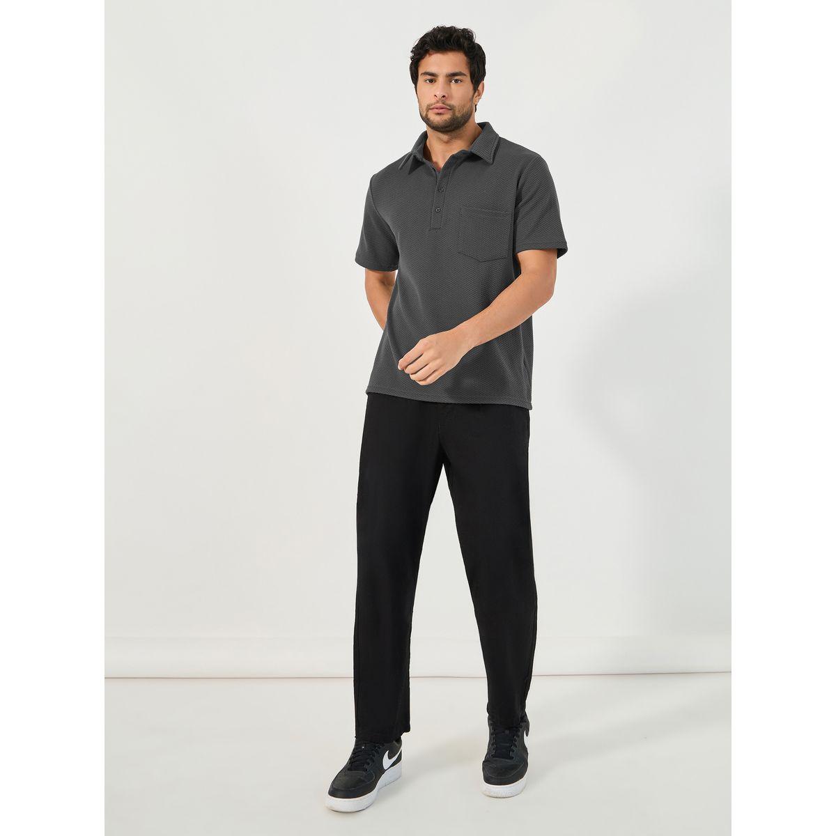 تيشيرت محبوك بنسيج شيفرون وياقة بولو-men-clothing-tshirtsandpolos-polos-image-2