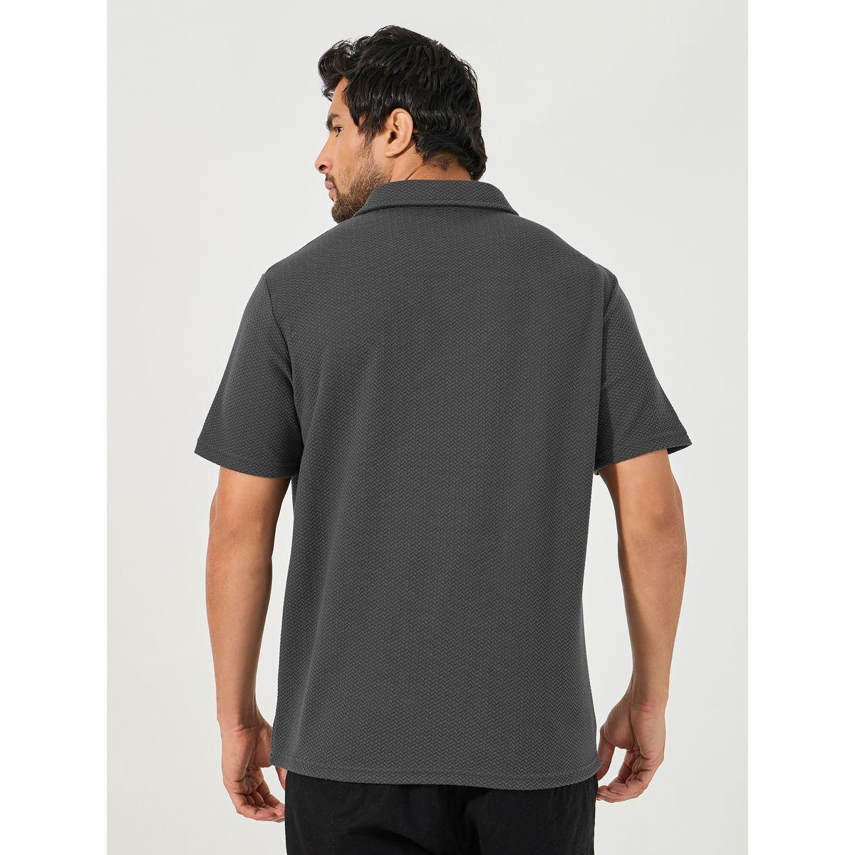 Styli Premium Chevron Textured Knit Half Placket Relaxed Polo-men-clothing-tshirtsandpolos-polos-image-4
