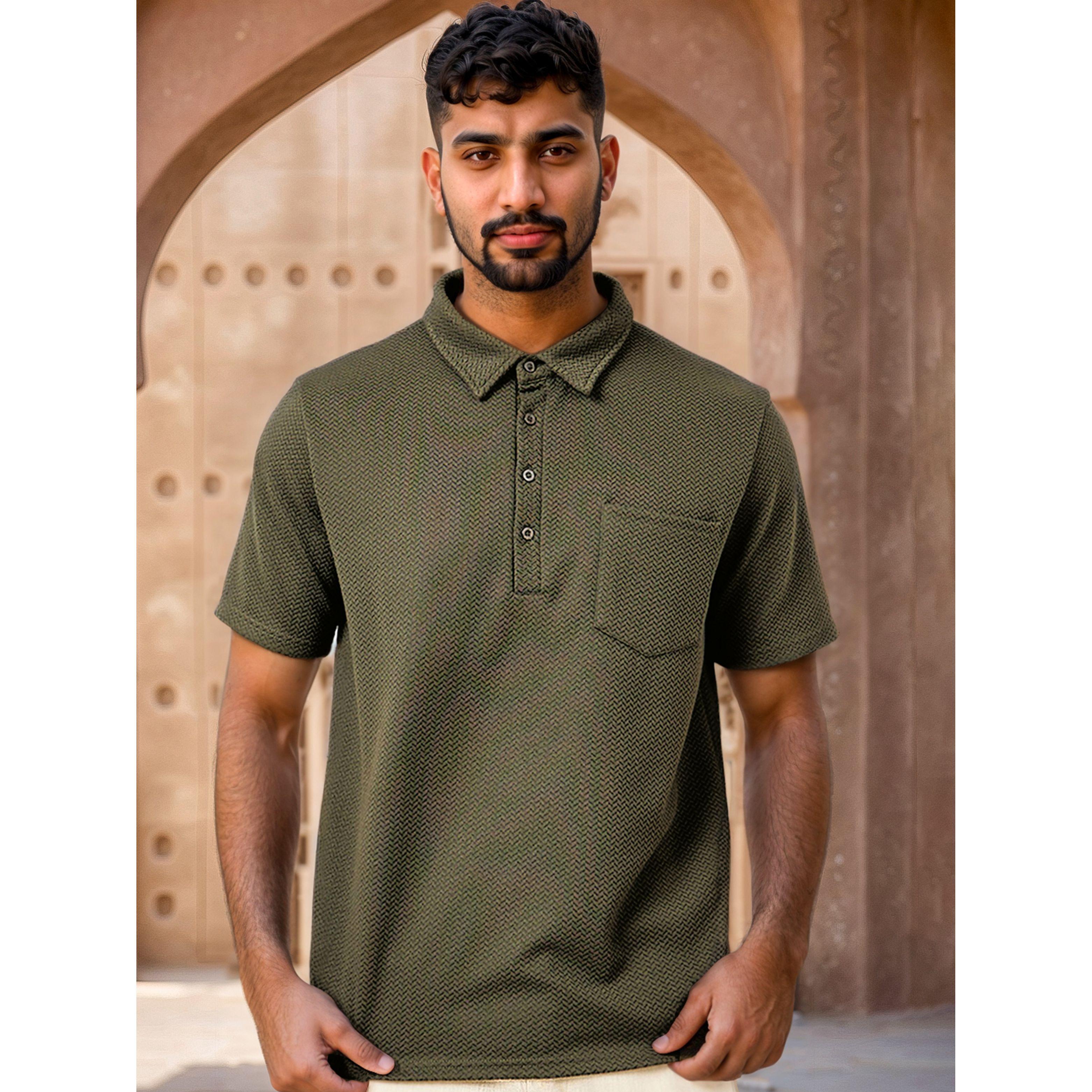 Styli Premium Chevron Textured Knit Half Placket Relaxed Polo-men-clothing-tshirtsandpolos-polos-image-1