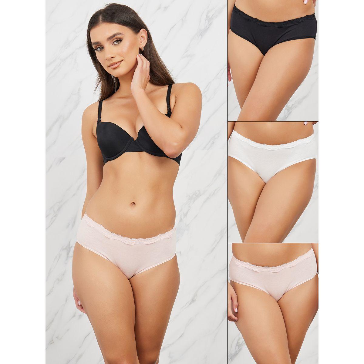 Styli Pack of 3 - Solid Lace Trim Short-women-clothing-lingerie-panties-image-1