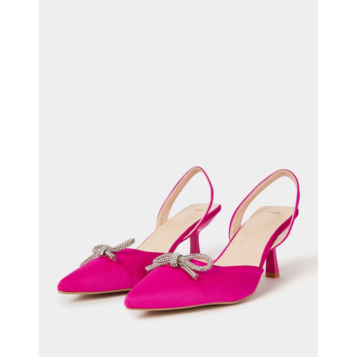 Styli Embellished Bow Trim Sling Back Pumps-women-shoes-heels-image-2