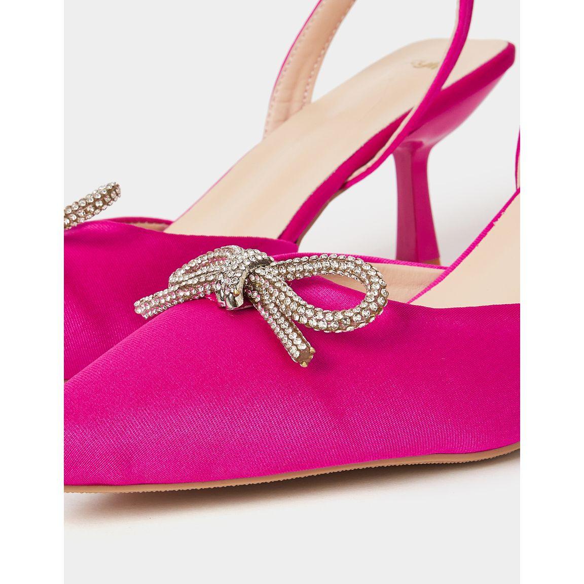 Styli Embellished Bow Trim Sling Back Pumps-women-shoes-heels-image-4