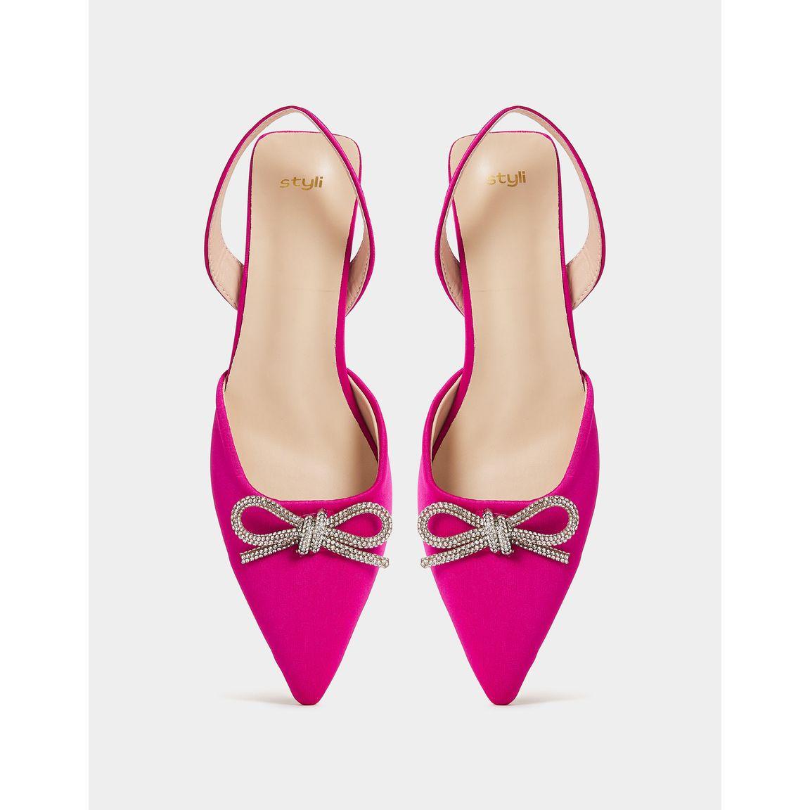 Styli Embellished Bow Trim Sling Back Pumps-women-shoes-heels-image-5