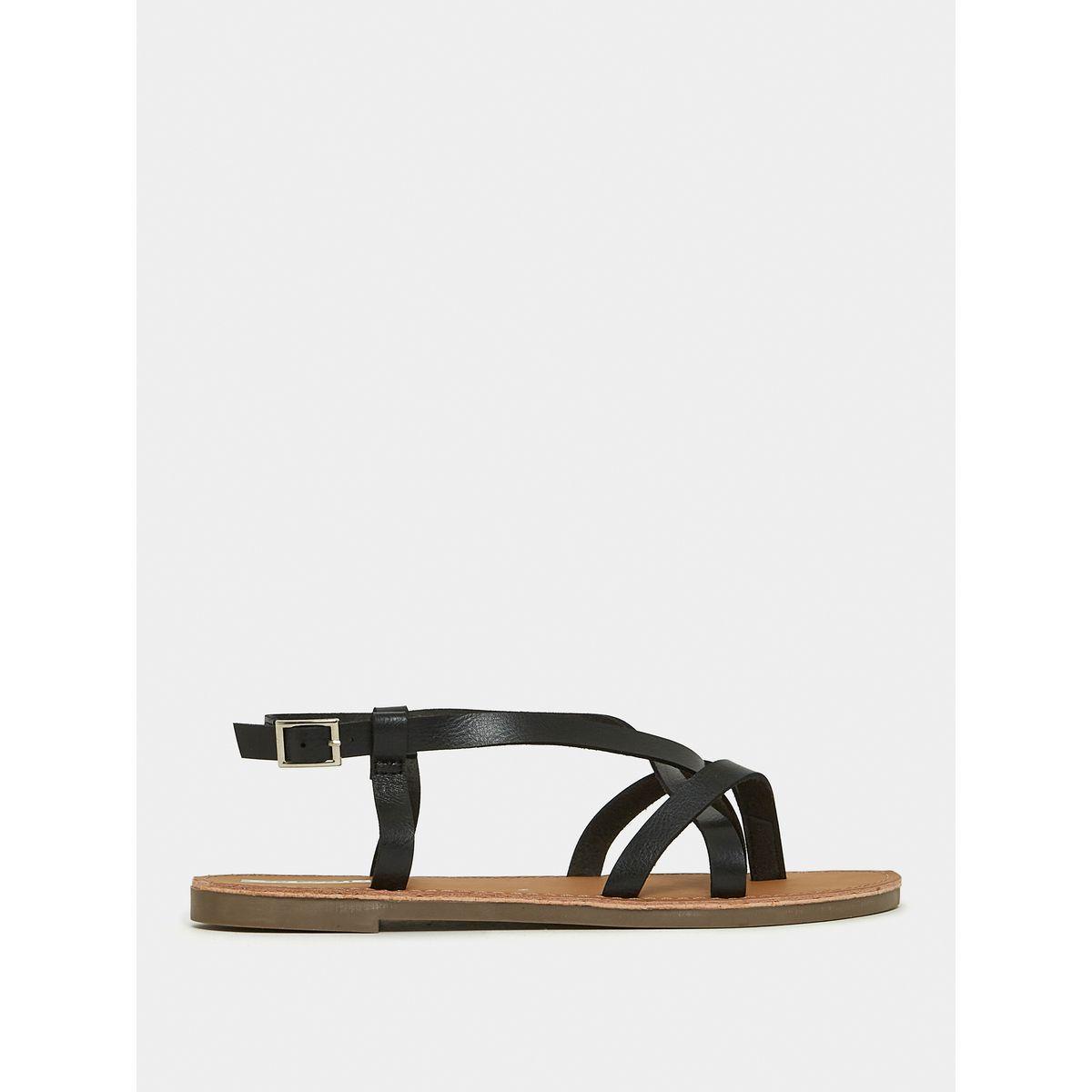 Styli Cross Strap Flat Sandal with Ankle Strap Closure-women-shoes-sandals-flats-image-2