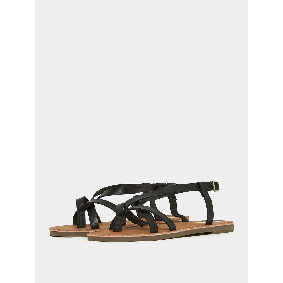 Styli Cross Strap Flat Sandal with Ankle Strap Closure-women-shoes-sandals-flats-image-3