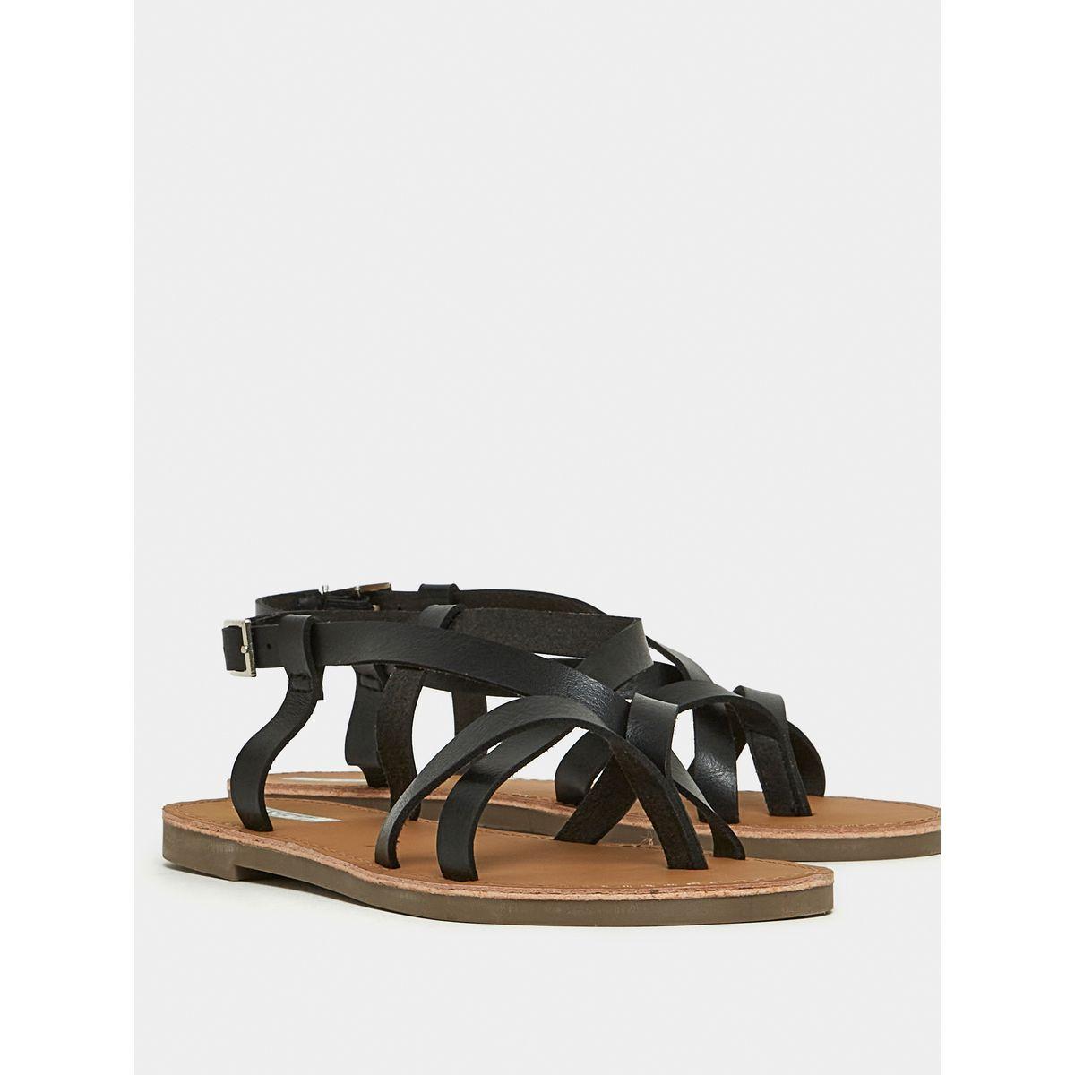 Styli Cross Strap Flat Sandal with Ankle Strap Closure-women-shoes-sandals-flats-image-4