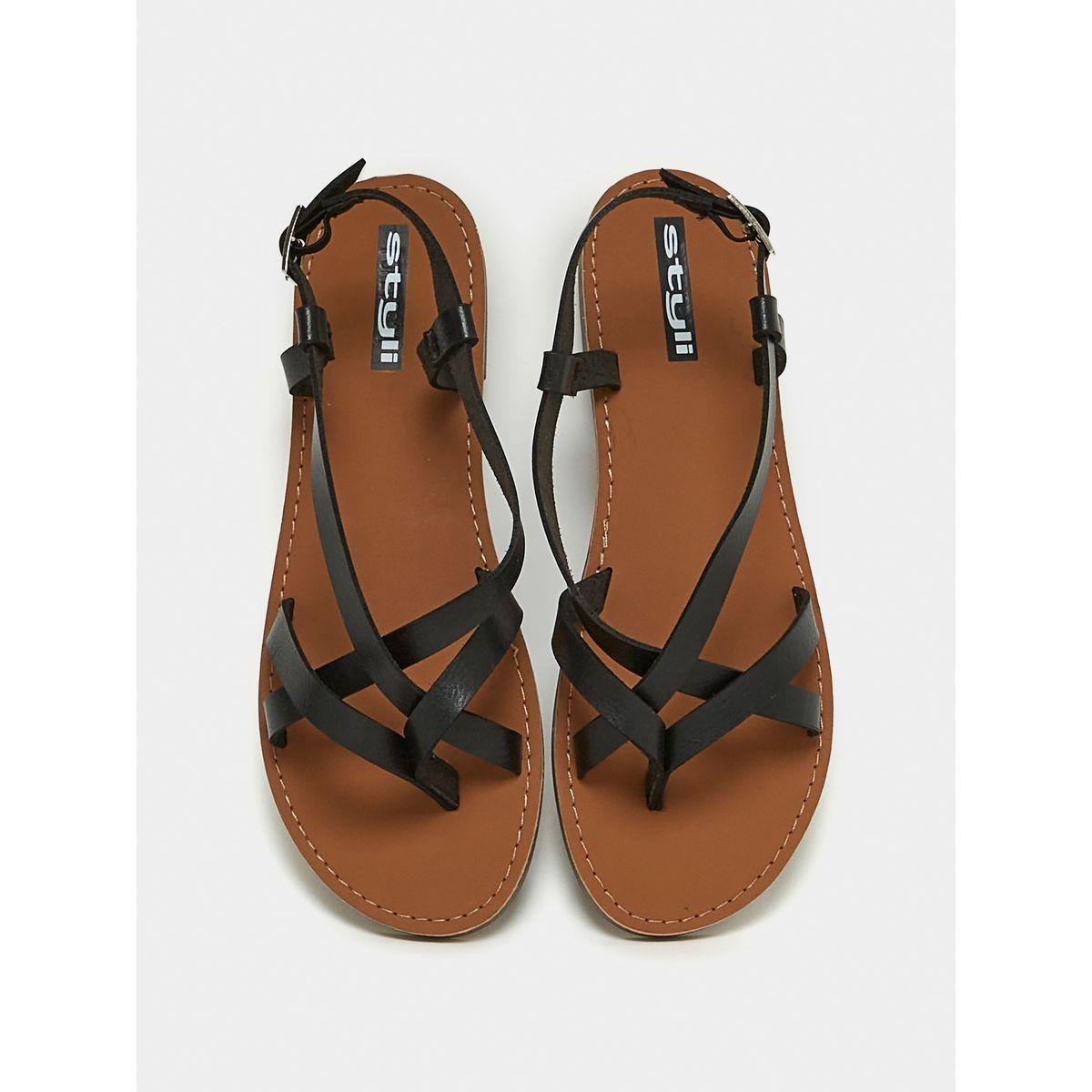 Styli Cross Strap Flat Sandal with Ankle Strap Closure-women-shoes-sandals-flats-image-6
