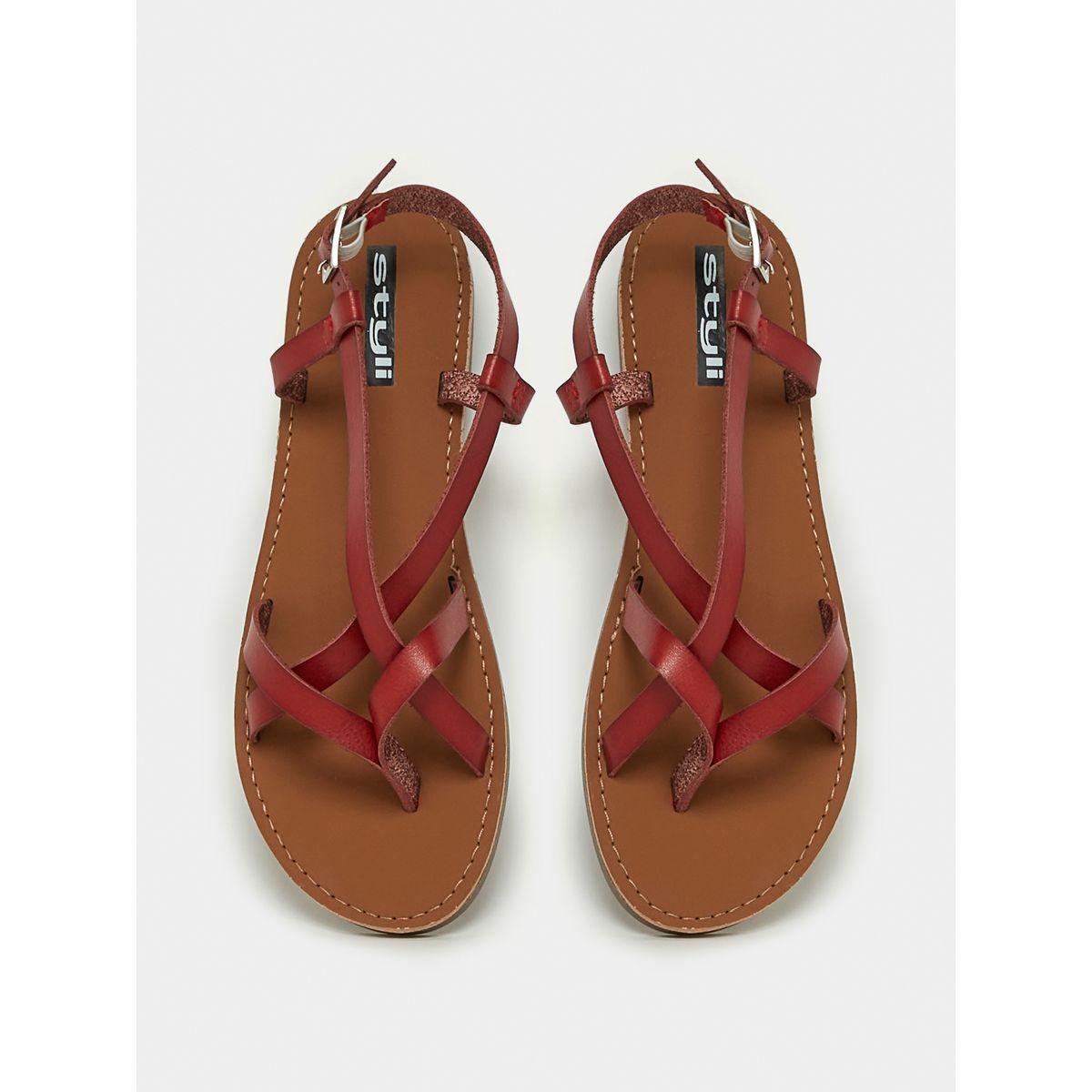 صندل فلات بسيور كروس مع سير كاحل-women-shoes-sandals-flats-image-2