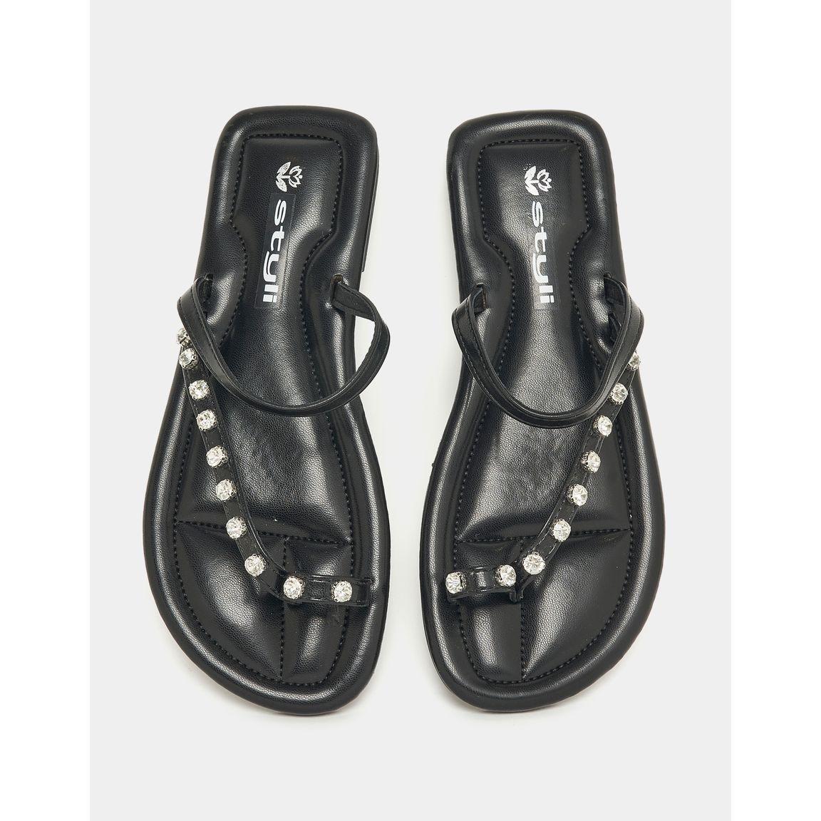 صندل فلات بسير منمق بالأحجار-women-shoes-sandals-flats-image-2