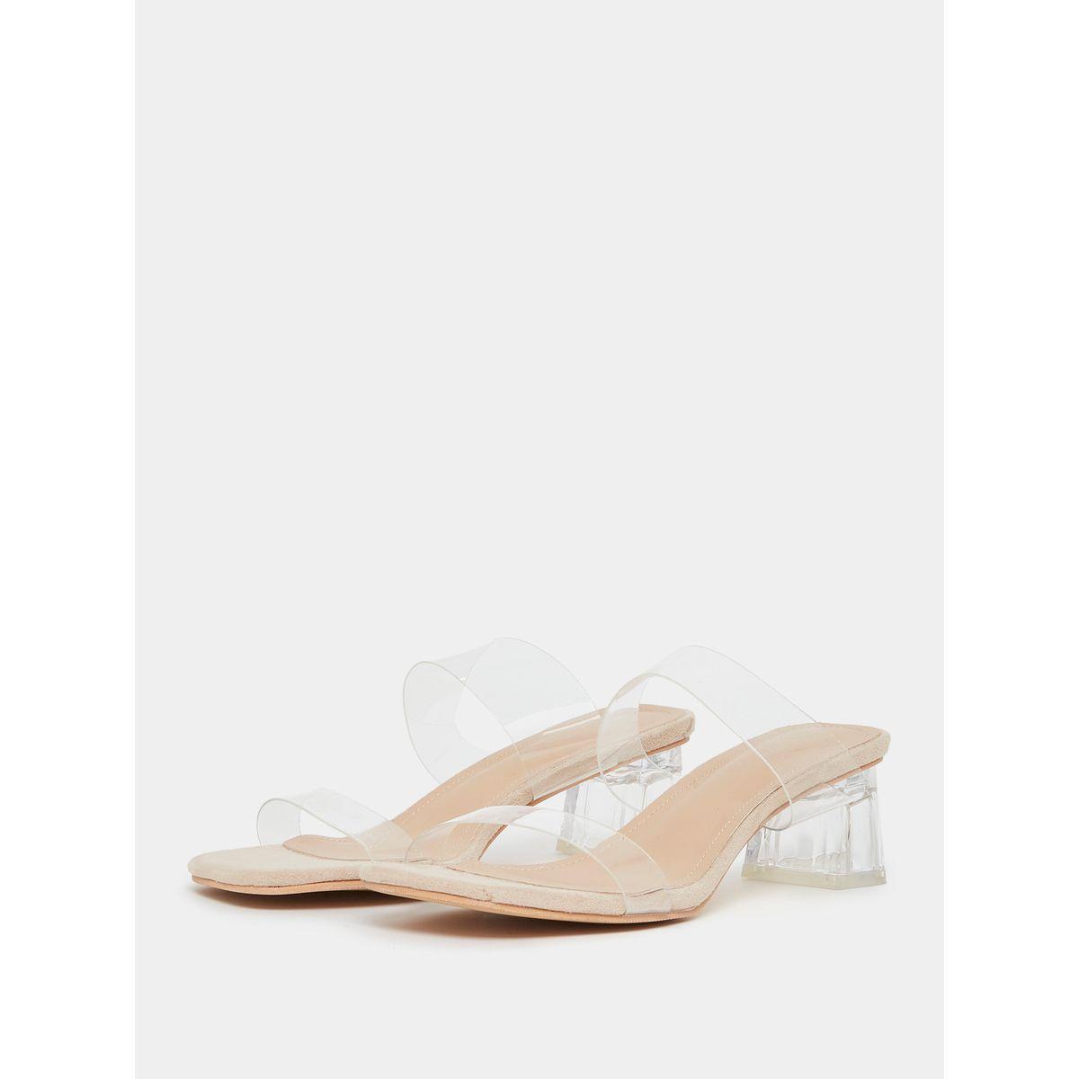 Styli Clear Double Strap Block Heel Sandals-women-shoes-heels-image-3