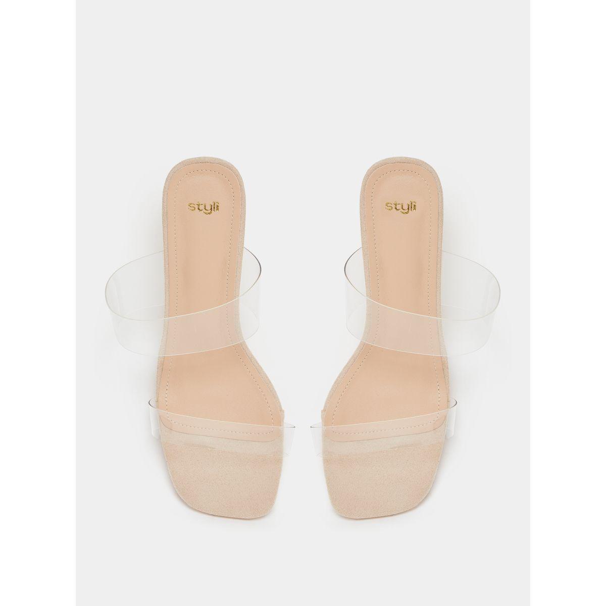 Styli Clear Double Strap Block Heel Sandals-women-shoes-heels-image-6