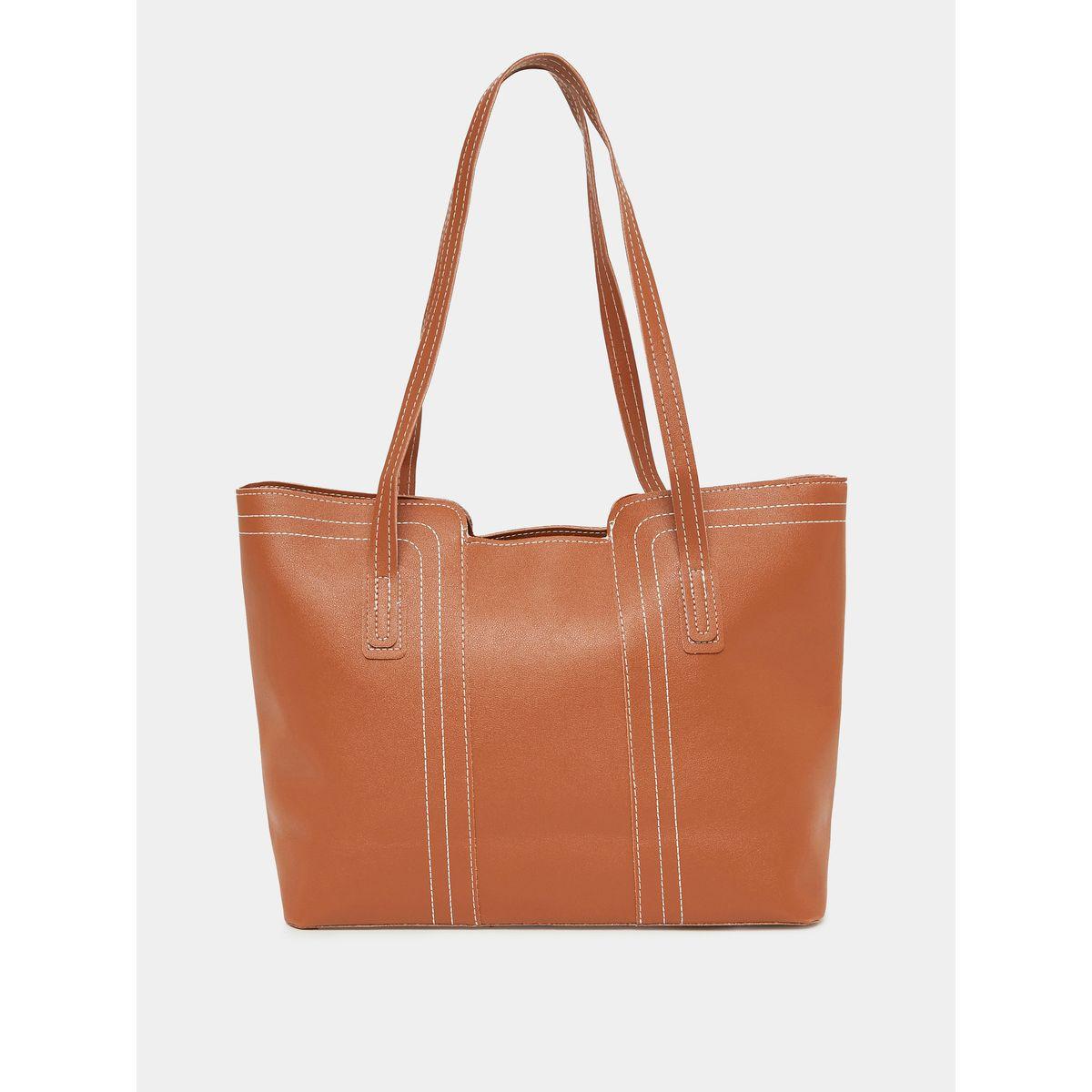 Styli Stitch Detail Tote Bag with Dual Straps-women-bagsandwallets-handbags-image-3