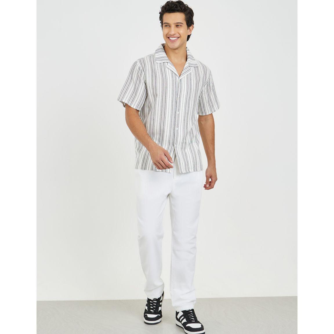 Styli Yarn Dyed Stripe Relaxed Fit Resort Shirt-men-clothing-shirts-image-2