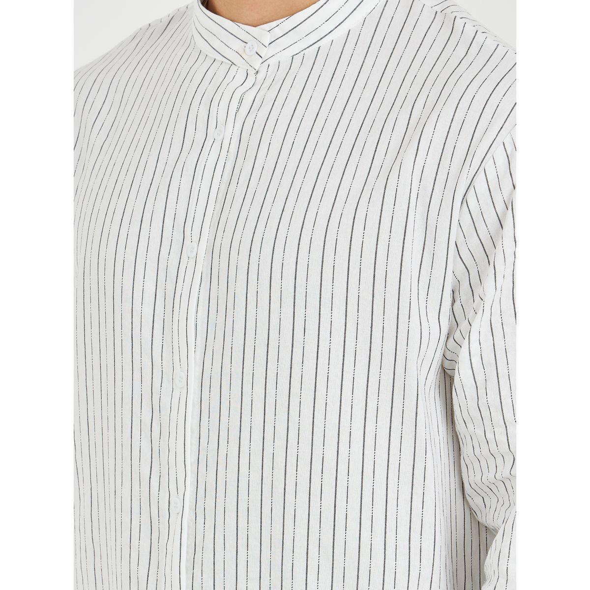 Styli Striped Mandarin Collar Long Sleeve Relaxed Fit Shirt-men-clothing-shirts-image-3