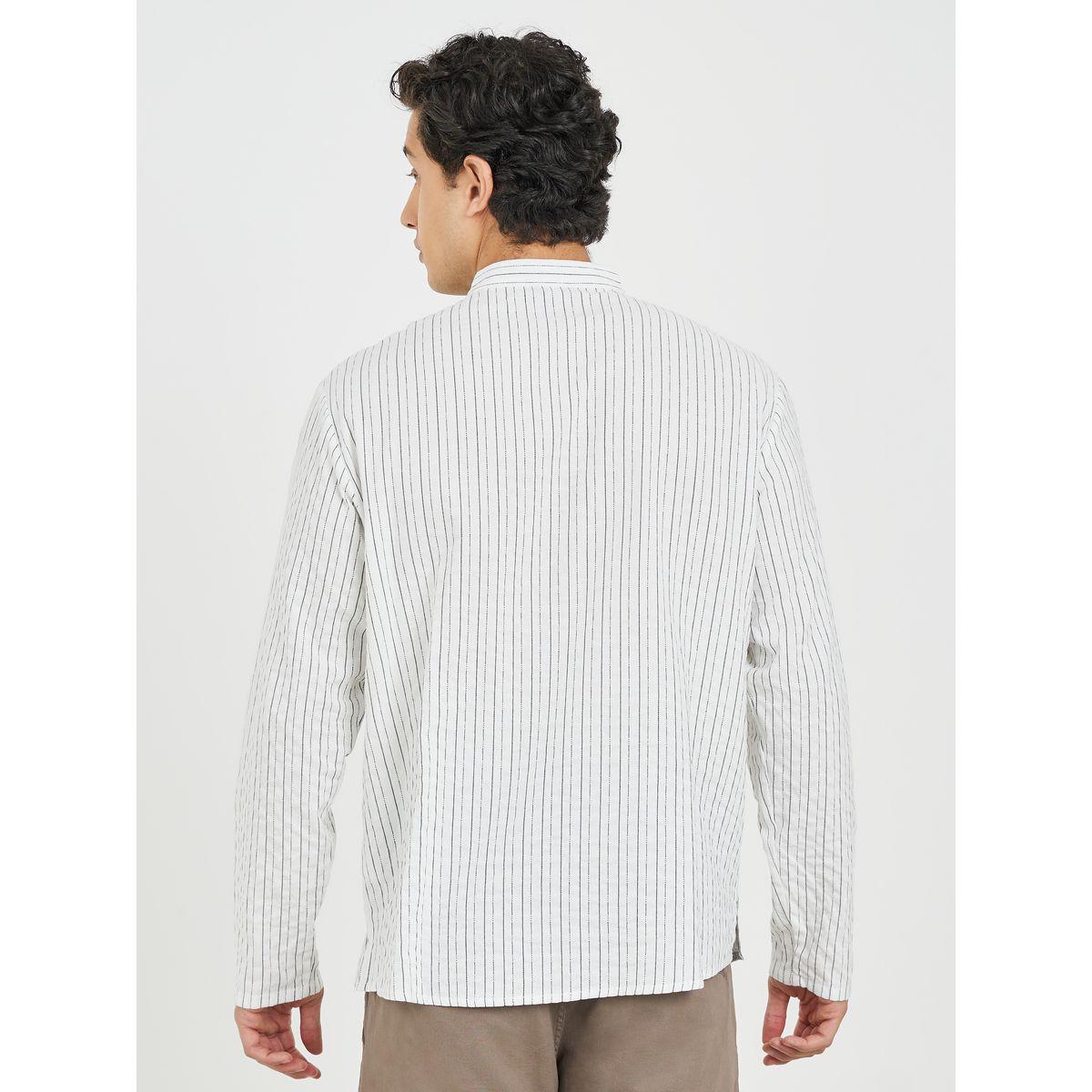 Styli Striped Mandarin Collar Long Sleeve Relaxed Fit Shirt-men-clothing-shirts-image-4
