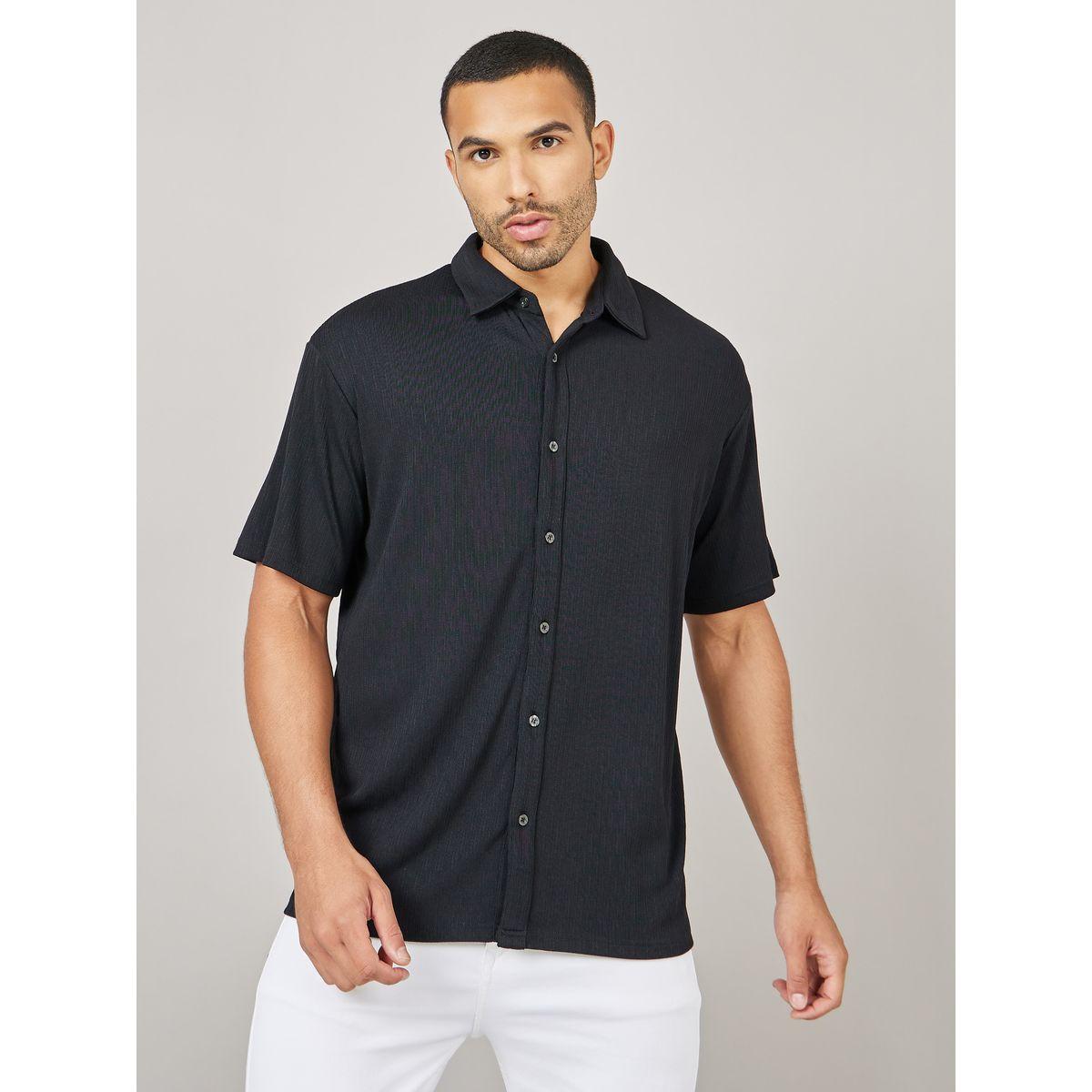 Styli Relaxed Fit Textured Short Sleeve Knit Shirt-men-clothing-shirts-image-1