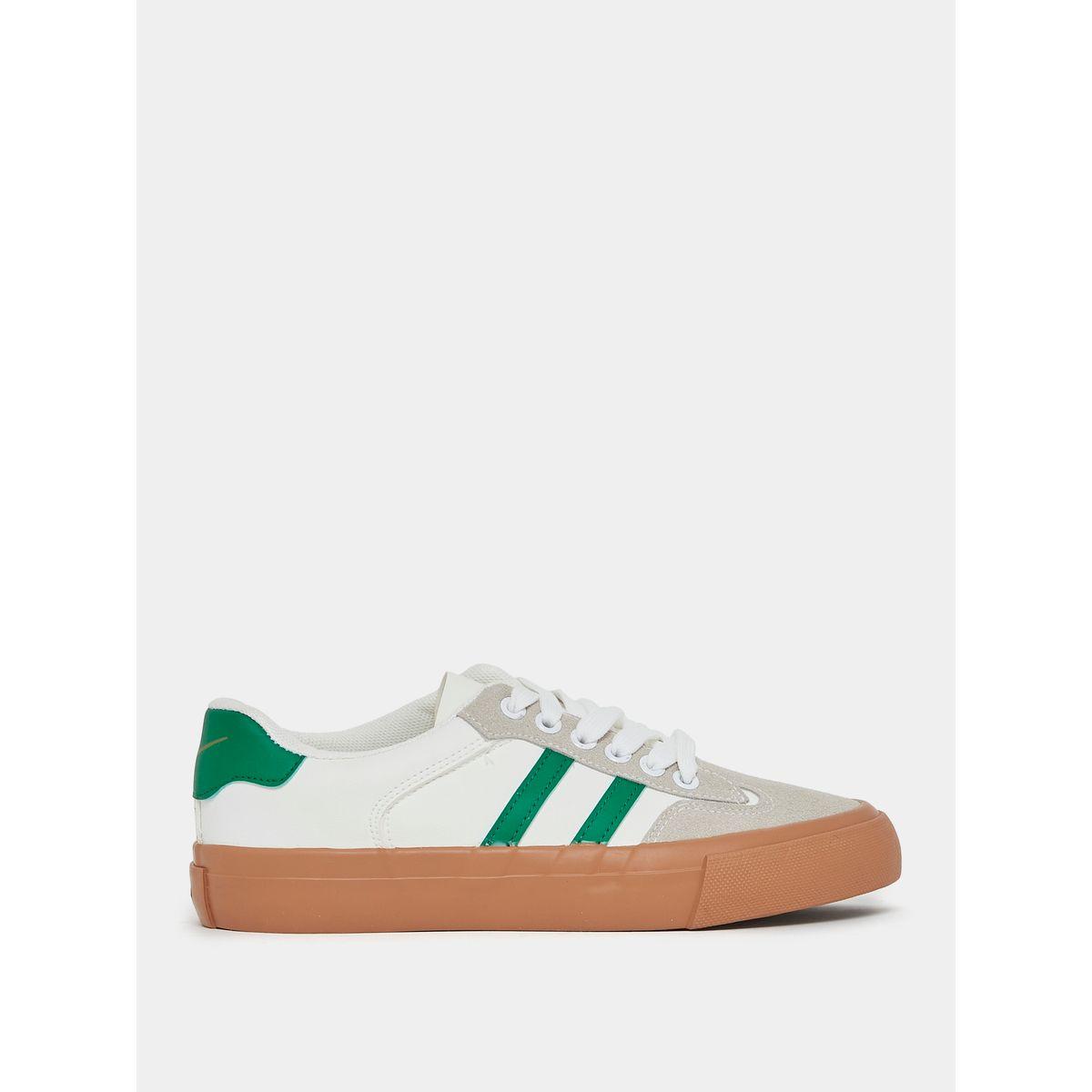 Styli Contrast Side Stripe Lace Up Sneakers-women-shoes-sneakers-image-1
