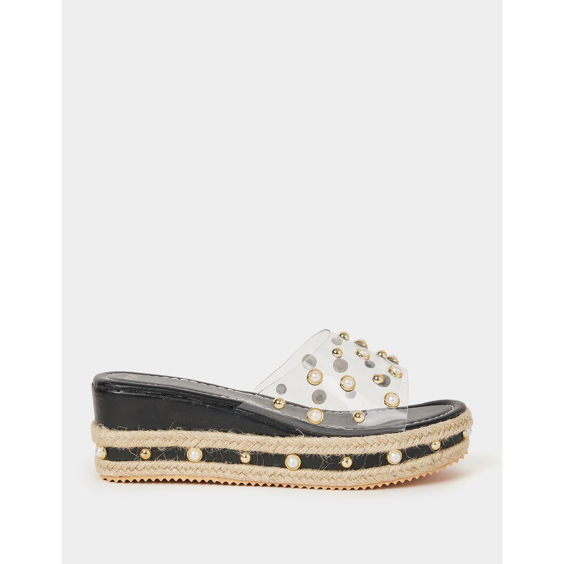 Styli Studded Faux Pearl Platform Sandals-women-shoes-heels-image-1