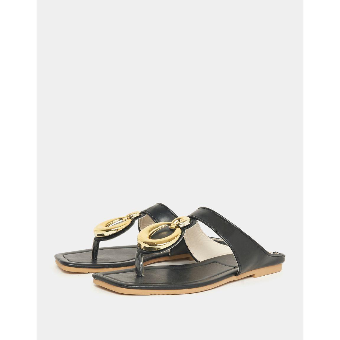 Styli Metal Trim Thong Flat Sandals-women-shoes-sandals-flats-image-3