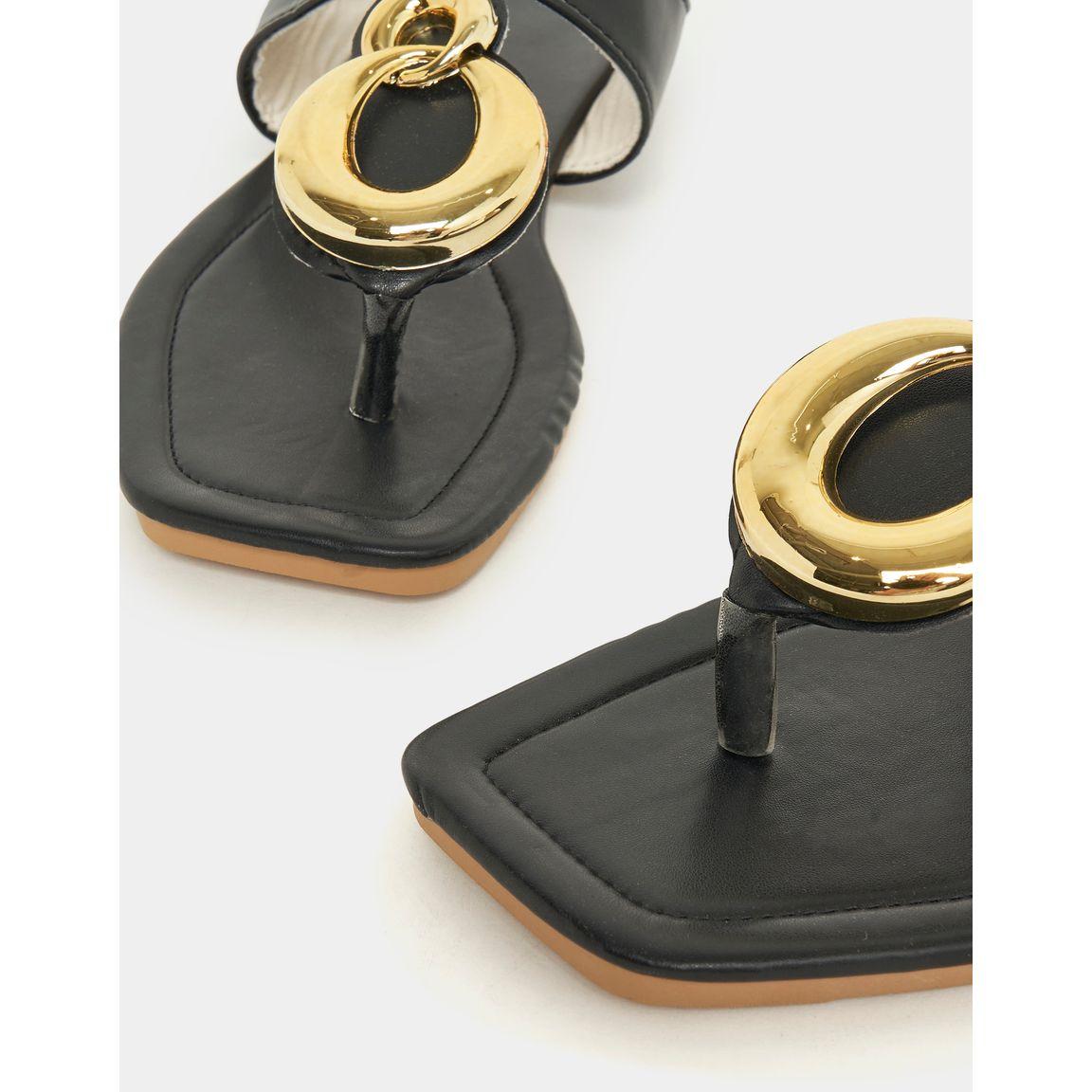 Styli Metal Trim Thong Flat Sandals-women-shoes-sandals-flats-image-4