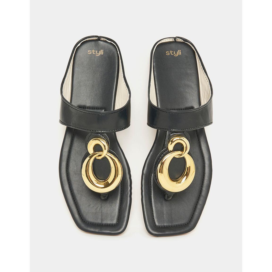 Styli Metal Trim Thong Flat Sandals-women-shoes-sandals-flats-image-6