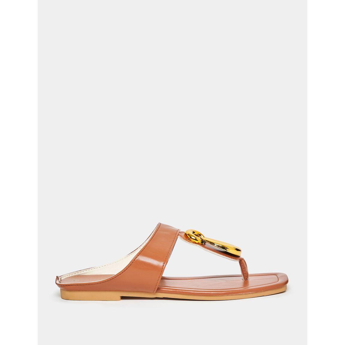 Styli Metal Trim Thong Flat Sandals-women-shoes-sandals-flats-image-1